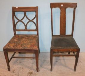 Oak T-Back Chair and Mahogany Horse Shoe Back Chair needs work.