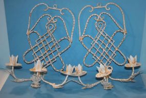 Pair of Decorative White Iron Sconces 14