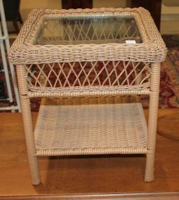 Small Wicker Side Table with Glass Top 15