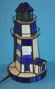 Plastic Stain Glass Looking Lighthouse Lamp 9
