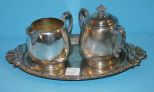 Pressed Silverplate Tray, Silverplate Creamer and Sugar