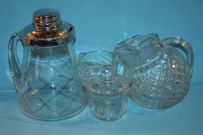 Glass Creamer, Sugar, Cocktail Shaker, Small Tilted Pitcher