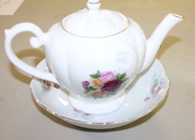 Arthur Wood Handpainted Teapot, German Handpainted Bowl