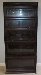 Reproduction Mahogany 5 Bookcase with Beveled Glass