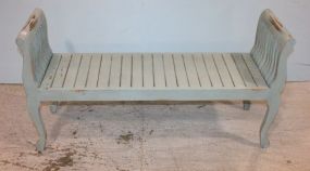 Reproduction Light Blue Distressed Painted Bench