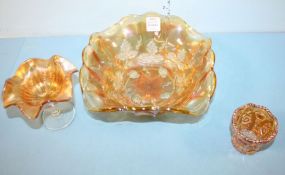 Old merigold Carnival Glass Consisting of Grape, leaves bowl 8