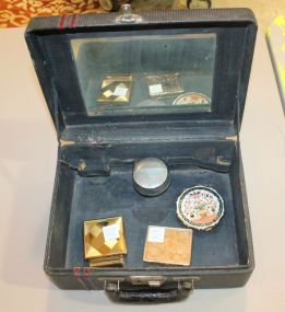 Vintage Vanity Box with Jar and Three Compacts