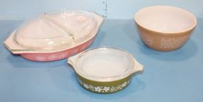 Oval Divided Pyrex Casserole Dish, Bowl, and Covered Dish