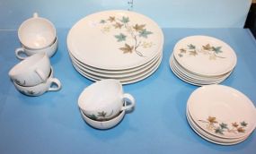 Set of Woodbine China Consisting of 6 dinner plates, nine saucers, 6 cups.