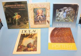 Five Table Topper or Refence Books Lalique, Pottery, Dulac, Serpent of the Nile