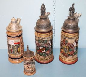 Group of Four Beer Steins Small German Stein 5