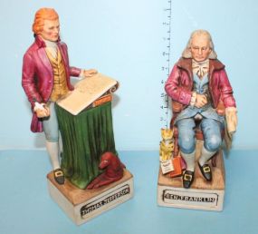 Two American Porcelain McCormick Distilling Bottles, Ben Franklin, Thomas Jefferson