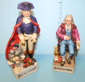 Two American Porcelain McCormick Company Decanters of Ben Franklin, George Washington