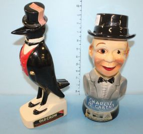 Charlie McCarthy Beam Bottle and Old Crow Bourbon Decanter
