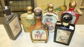Six Various Decanters J.W. Dants bourbon 4/5 quart bottle (Great Moments in History) 4