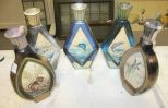 Five Decanters Three fish motif, squirrel, antelope James Lockhart wildlife artist 5