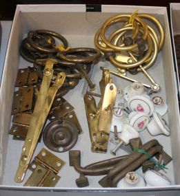Box of Drawer Knobs, Pulls, and Hinges