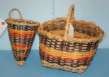 Two Choctaw Baskets both are blue, yellow, and orange, 11