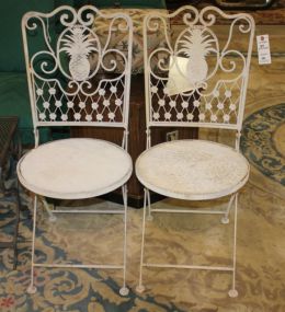 Pair of Iron Pineapple Folding Chairs 36