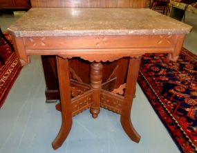 Marble Top Walnut Side Table