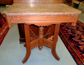 Marble Top Walnut Side Table