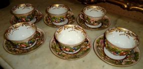 Capodimonte Hard Paste Porcelain Coffee Cups & Saucers
