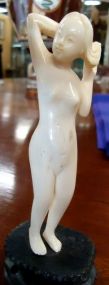 Carved Ivory Nude Bathing Beauty