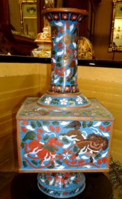 Chinese Cloisonne Foo Dogs Temple Vase