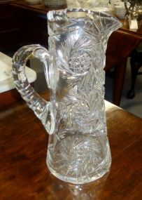 American Brilliant Cut Glass Pinwheel Water Pitcher