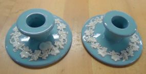 Candle Holder Wedgwood Embossed Queensware Blue