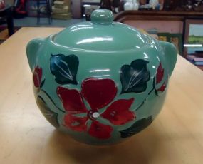 Green Pottery Cookie Jar with Lid