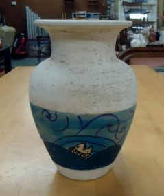Pottery Vase with Ocean Scene