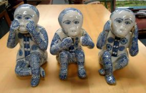 Three Blue and White Monkeys