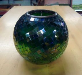Green Round Glass Candle Holder