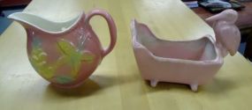 Pink Wall Pocket and Pink Vase