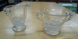 Glass Creamer and Sugar Bowl Glass creamer 3 1/2