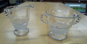 Glass Creamer and Sugar Bowl Glass creamer 3 1/2