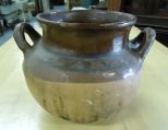 Pottery Jar Light and dark brown pottery jar with black design 6 1/4