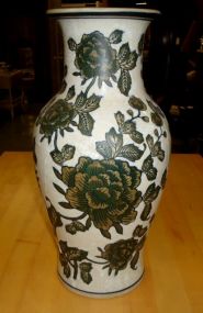 Beige and Brown Vase with Flowers