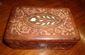 Vintage Floral Carved Wooden Box