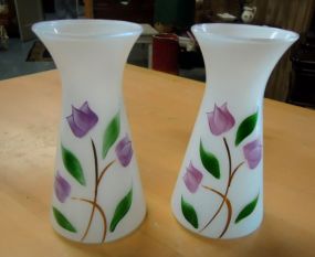 White Vases with Purple Flowers