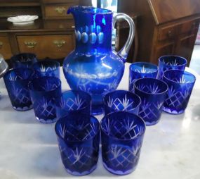 Blue 13pc. Pitcher & Glass Set