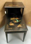 Black Oriental Step Up End Table