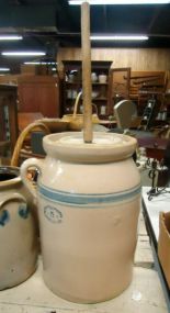 Beige Churn with Blue Rings