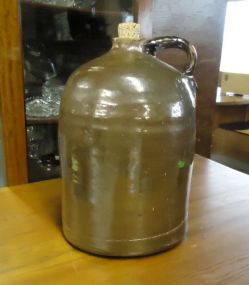 Brown Pottery Jug with Cork Stopper