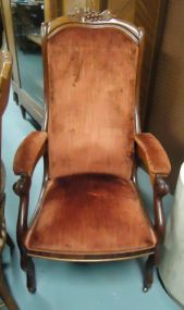 Walnut Victorian High Back Parlor Chair