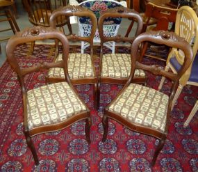 Set of Four Mahogany Carved Balloon Back Chairs