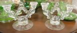 Pair of Glass Candle Holders