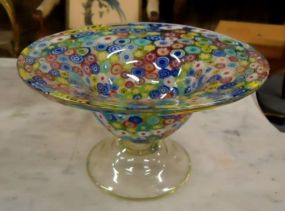 Multicolored Flower Art Glass Bowl