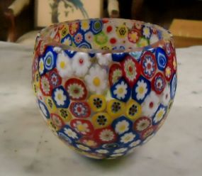 Multicolored Flower Art Glass Bowl